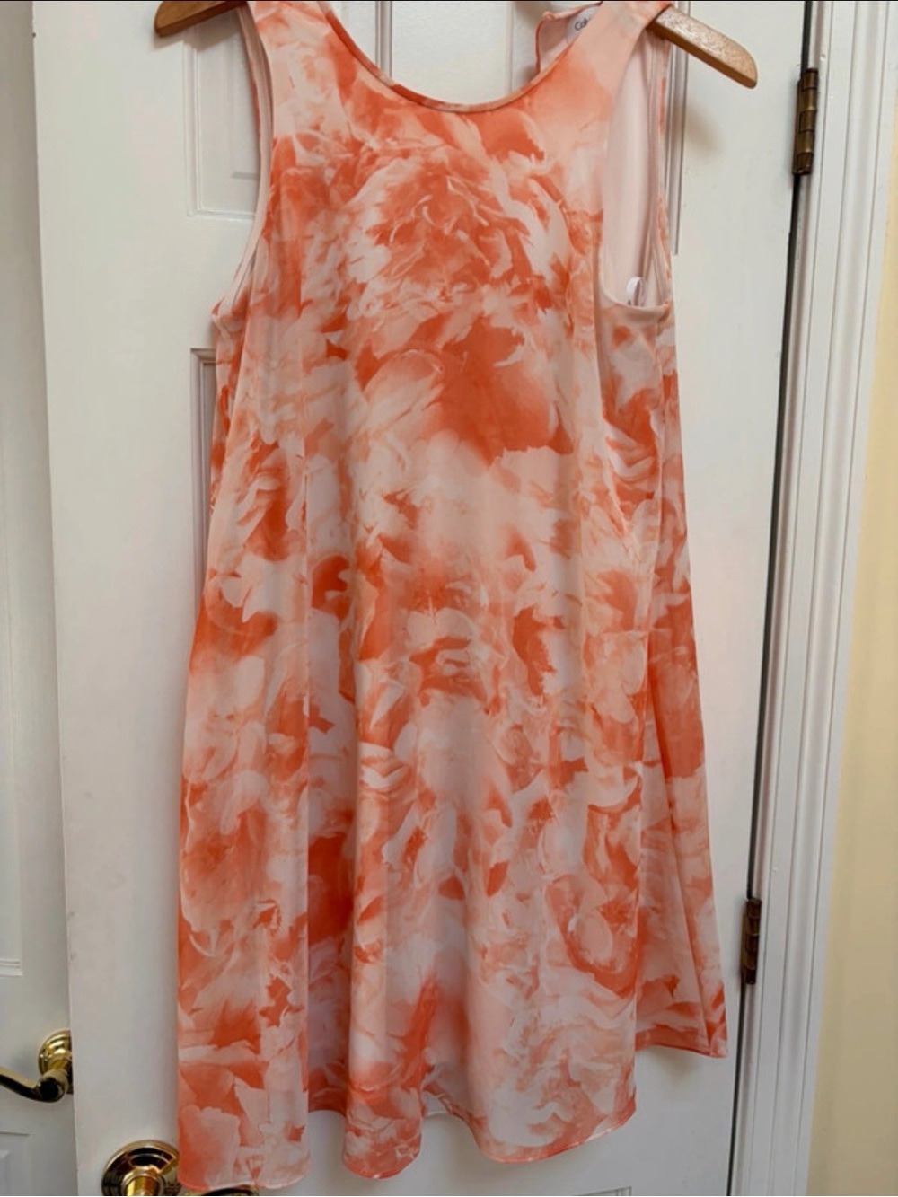 Calvin Klein Orange and White Sleeveless Swing Dress